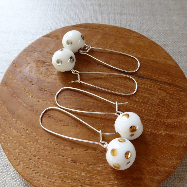 Lustre Polka Dot Kidney Wire Earrings image 1