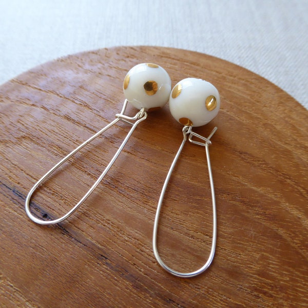 Lustre Polka Dot Kidney Wire Earrings image 3