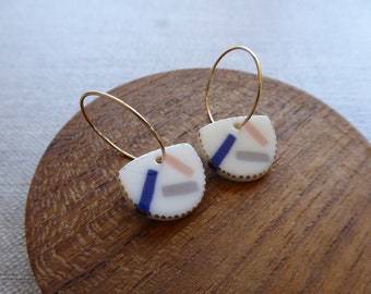 Shooting Star Inlay Hoop Earrings 3 Options