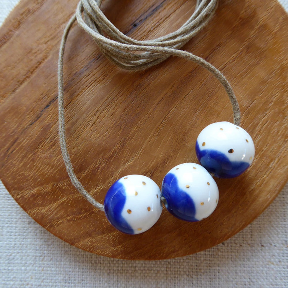 Gold Dot Snowball Bead Necklace image 0