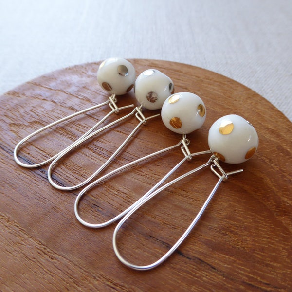Lustre Polka Dot Kidney Wire Earrings image 2
