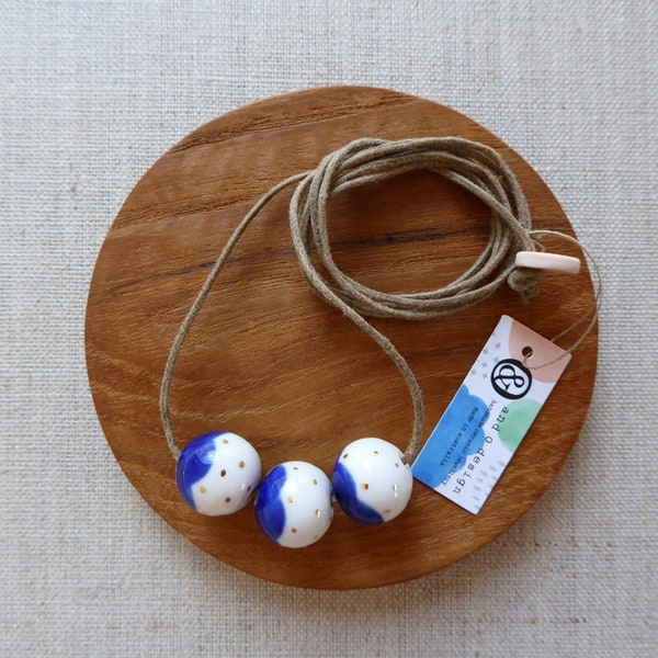 Gold Dot Snowball Bead Necklace image 1
