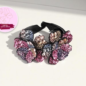 Pinza para el pelo con diseño floral de cristal, pinza grande con forma de flor, diseño de tiburón llamativo, accesorio elegante y pasador extragrande para mujer.
