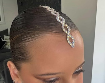 Hair parting rhinestone strips,crystal headpiece, competition headpiece 