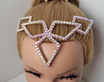 Rhinestone hairpiece, AB crystal dance accessory, gymnastics, cheerleading, ice skating