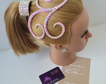 Rhinestone hairpiece, AB crystal dance accessory, gymnastics, cheerleading, ice skating