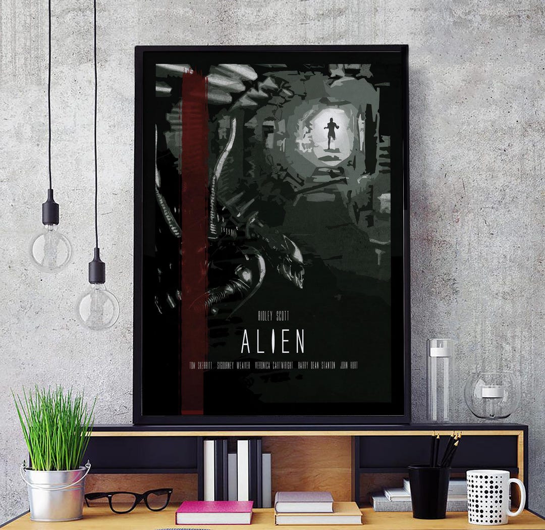 Alien Movie Poster, Alien Wall Art Canvas, Sci Fi Thriller Artwork ...