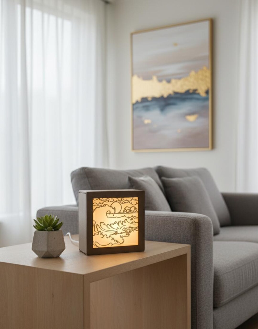 Waves Model Backlit Wooden Painting (eco-friendly) - Etsy