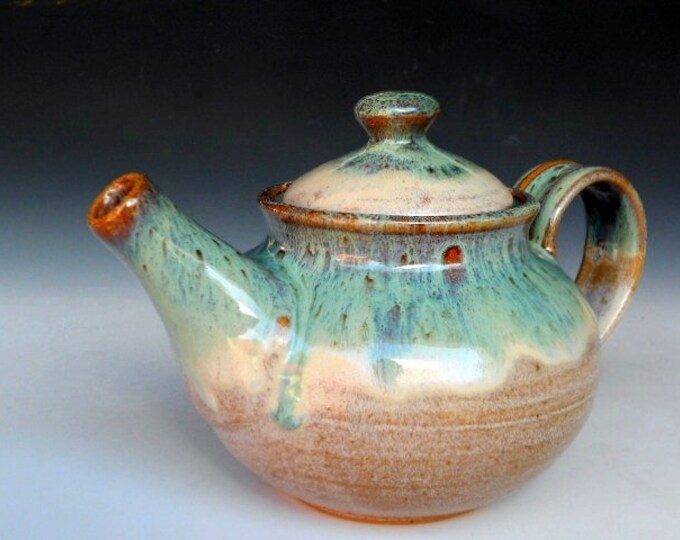 Personal Teapot Green Speckled Cream Glaze Etsy