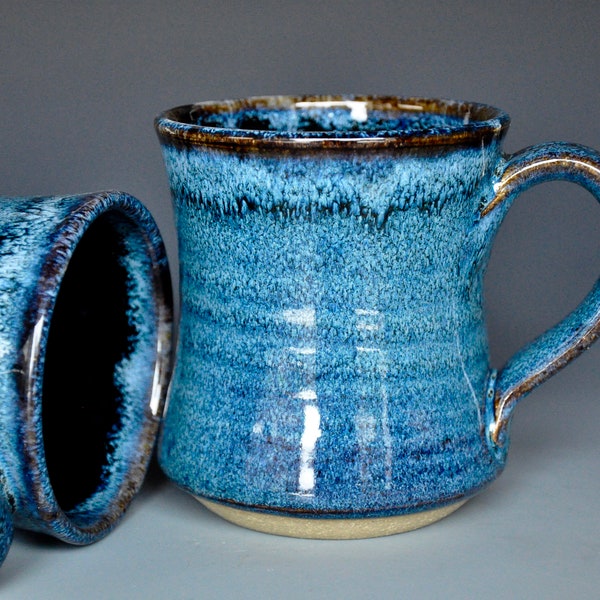 Midnight Blue Pottery Mug Stoneware Ceramic Coffee Cup Handmade Mug