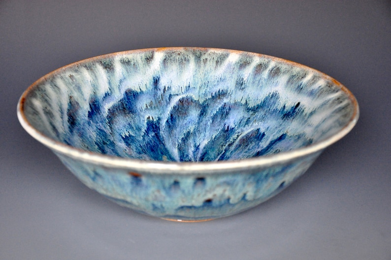 Ocean Swirl Blue Pottery Salad Bowl Pottery Serving Bowl Ceramic Pasta Bowl Handmade Pottery N