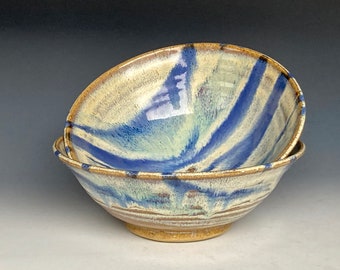 Pair of Stoneware Salad Bowls Ceramic Bowls Pottery Serving Bowl A