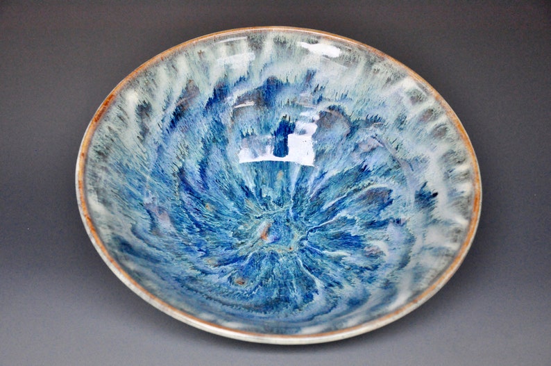 Ocean Swirl Blue Pottery Salad Bowl Pottery Serving Bowl Ceramic Pasta Bowl Handmade Pottery N