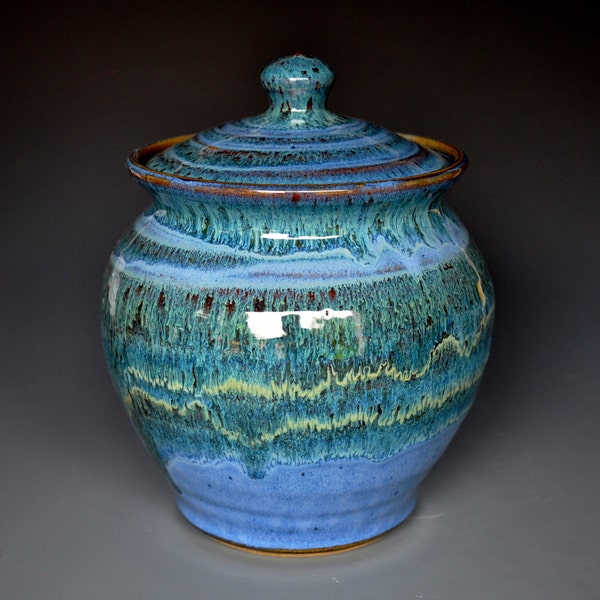 Blue Ceramic Lidded Jar. Hand Made C