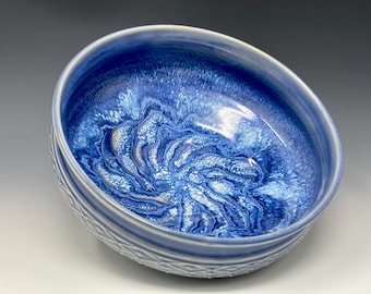 Handmade Bowl: Porcelain-Stoneware Ceramic Chun Blue Bowl