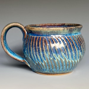 Handmade Stoneware Pottery Mug: Ceramic Coffee Cup, 14 oz