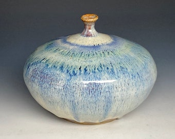 Blue Pottery Vase Stoneware Flower Vase Handmade Ceramic Vase A