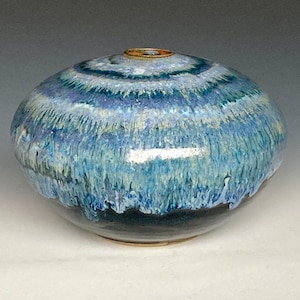 Blue Pottery Vase Stoneware Flower Vase Handmade Ceramic Vase A
