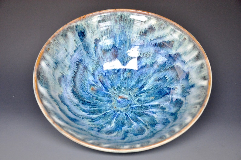 Ocean Swirl Blue Pottery Salad Bowl Pottery Serving Bowl Ceramic Pasta Bowl Handmade Pottery N