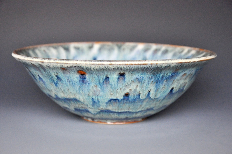 Ocean Swirl Blue Pottery Salad Bowl Pottery Serving Bowl Ceramic Pasta Bowl Handmade Pottery N