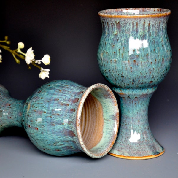 Ocean Jade Pottery Goblet Green Chalice