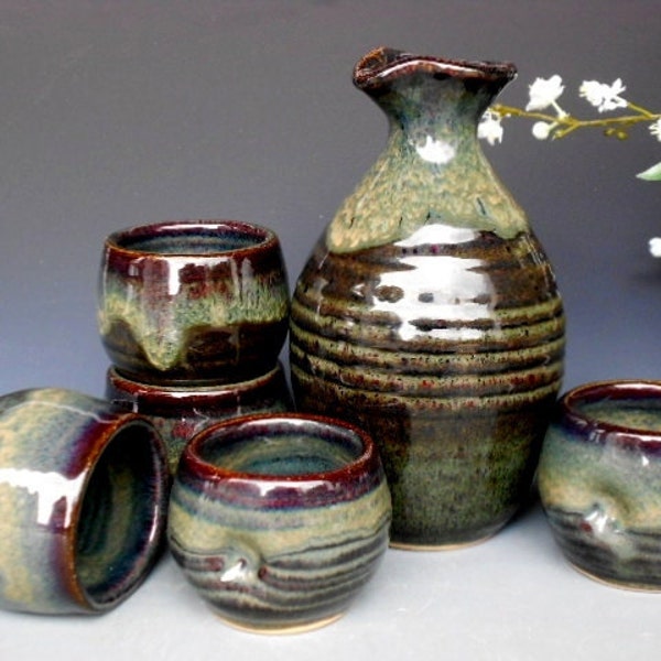 Sake Set. Pitcher and 5 cups