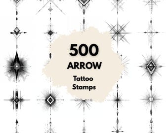 500 Arrow Geometric Tattoo Stamps, Procreate Tattoo Brushes, Photoshop Tattoo Brushes, Geometric Arrow Tattoo Set
