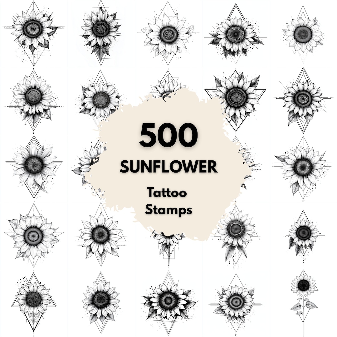 500-sunflower-geometric-tattoo-stamps-procreate-tattoo-brushes