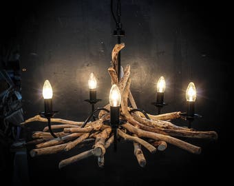 White Water Natural Driftwood Rustic Chandelier White Water Natural Driftwood Rustic Chandelier