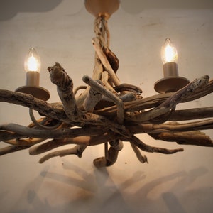 Driftwood chandelier, Driftwood Pendant, Driftwood light Fitting, Three light pendant, Three light chandelieir, Drift Wood Lighting UK image 2