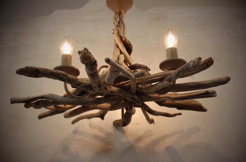 Driftwood chandelier, Driftwood Pendant, Driftwood light Fitting, Three light pendant, Three light chandelieir, Drift Wood Lighting UK image 2