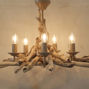 Driftwood Chandelier: Rustic Five-Light Pendant - UK Lighting