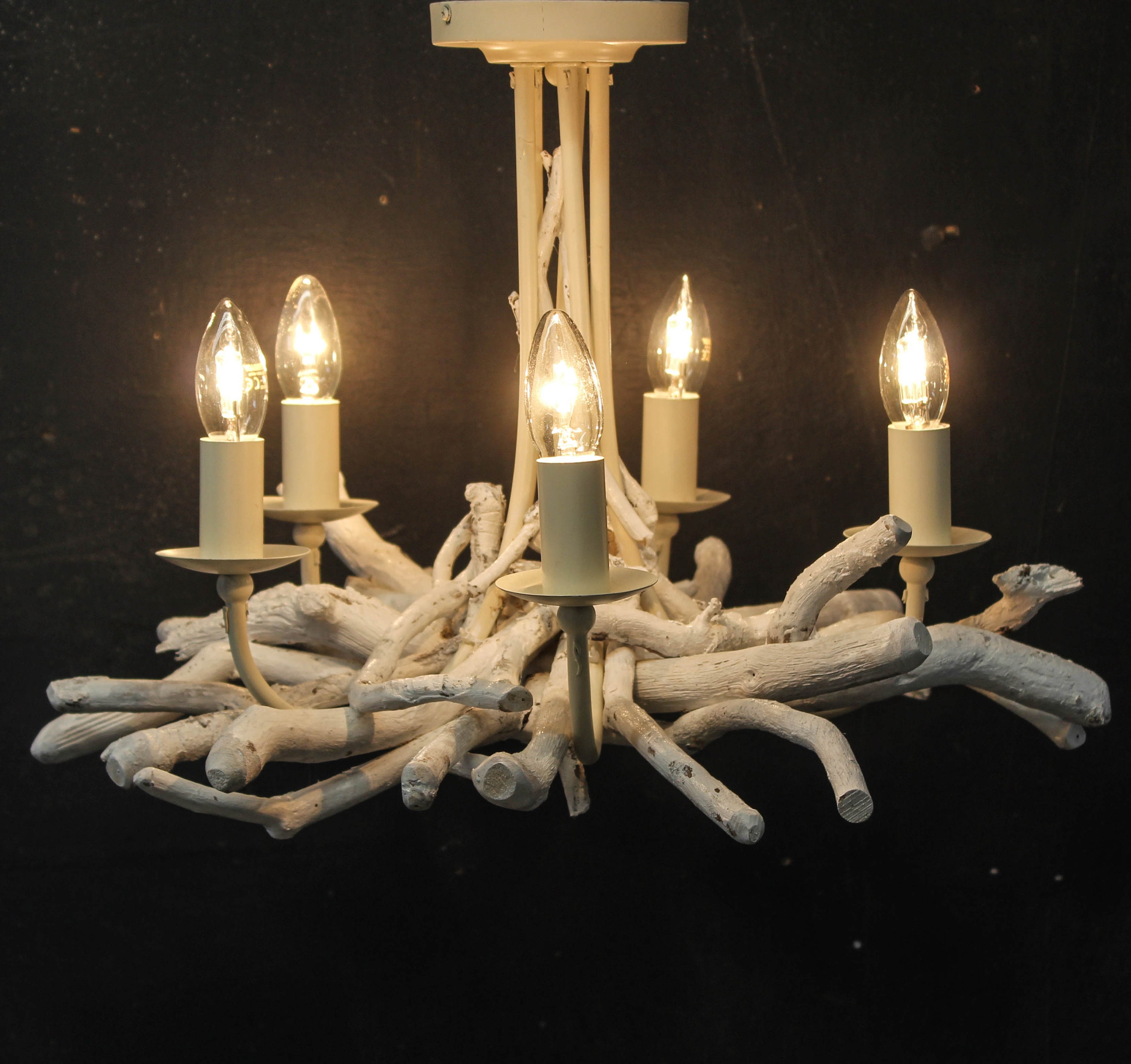 Candelabro de madera a la deriva lavado blanco ajuste de luz | Etsy
