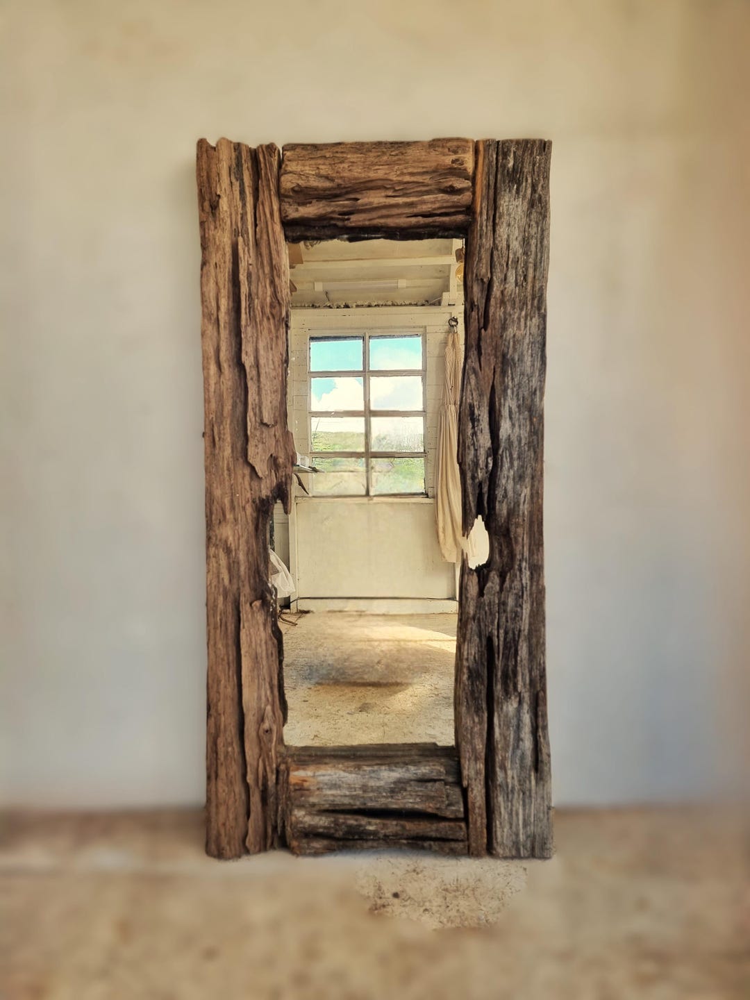 Driftwood Rustic Floor Mirror,full Length Driftwood Dressing Mirror
