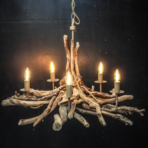 Driftwood chandelier, Driftwood Branch light Fitting, 5,6 and 12 light chandelier with adjustable chain, Drift Wood Lighting