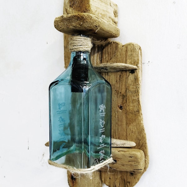 Driftwood Wall Light, Drift wood Wall Light, Drift Wood wall sconce Light Lamp, Beach house Lighting, Bottle Light Lantern