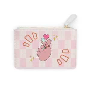 Mini bolso de mano de cuadros vichy rosas: una bonita cartera para mujer y accesorio de viaje para maquillaje, un regalo de moda con un toque coreano.
