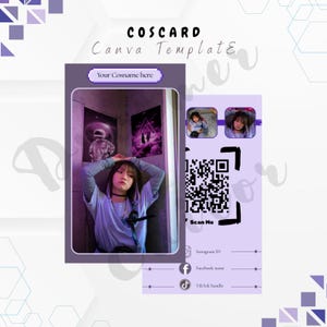 Cosplay Karte, Coscard, Canva Vorlage, QR-Code Visitenkarte, Cosplay Visitenkarte, Printable, Cosplayer Karte Namenskarte