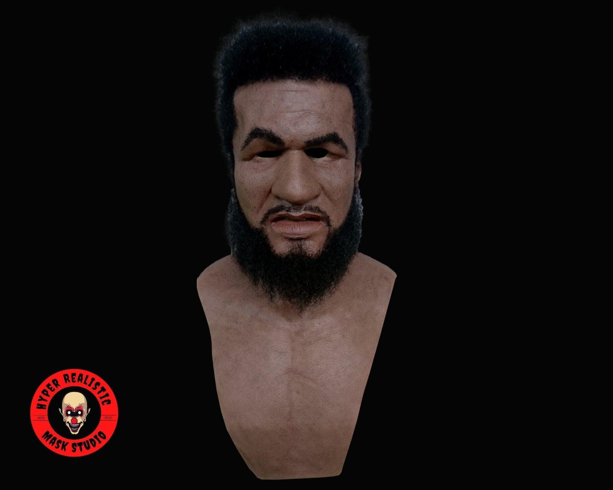 MÁSCARA REALISTA, Máscara de SILICONA, Máscara de Barba, Silicona Realista, Máscara de Hombre Negro Hiperrealista Personalizada con Cejas y Cabello Perforados