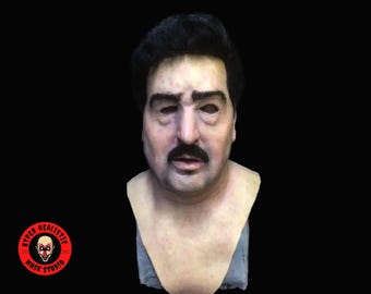 Máscara de silicona de un hombre de 40 años con pelo y bigote para cosplay realista, accesorios de películas o disfraz.