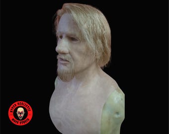 Young Male Silicone Mask with Hair & Beard – Realistic Full Head FX Mask for Cosplay, Film, Disguise
