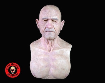 Hyper Mask, OLD MAN Mask, Silicone Prosthetic, Hyper Realistic Skin-Friendly Material Bald Head Elderly Mask With Punched Eyebrows