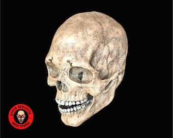 Bone Head Silicone Skull Mask – Full Head Hyper Realistic Human Skull Mask for Halloween, Cosplay & Horror FX