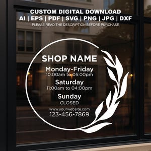 Custom Store Hours SVG | Store Hours Vinyl Decal | Storefront Decal with Hours of Operation | Business Hours svg png | Business Hours Sign