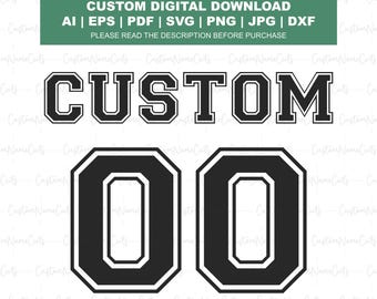 Custom Jersey Name SVG | Personalized Sports Jersey Name & Number | Soccer Player Name and Number PNG | Custom Team Uniform SVG Designs