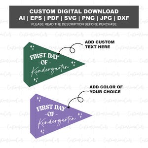 Pennant Flags For School | Custom Back To School Flag | Preschool Prek Kindergarten Grade | First Day Of School Pennants Printable