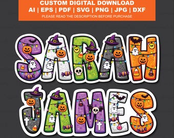 Custom Name Halloween PNG | Personalized Halloween SVG | Kids Halloween Name Design | Halloween Monogram PNG | Spooky Name Svg