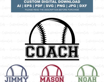 Custom Baseball Name Svg Cut File | Coach Svg for Shirts | Baseball Coach Svg Cut File | Baseball Cricut Files | Printable Baseball PNG