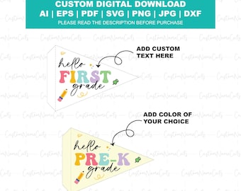 First Day of School Pennant Flags Printable | Back to School Sign 2025-2026 | Custom Printable 1st Day Sign for All Grades | SchoolPrintable