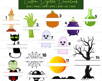 Halloween Split Monogram SVG | Name Split SVG | Halloween Svg | Halloween Monogram frame |  Split Halloween Png | Halloween Split Frames